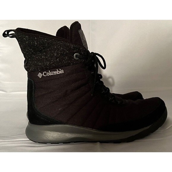 Columbia Boots Women Sz US 9 Nikiski Snow Black Leather BL0837 Round Toe Lace Up - Picture 6 of 11